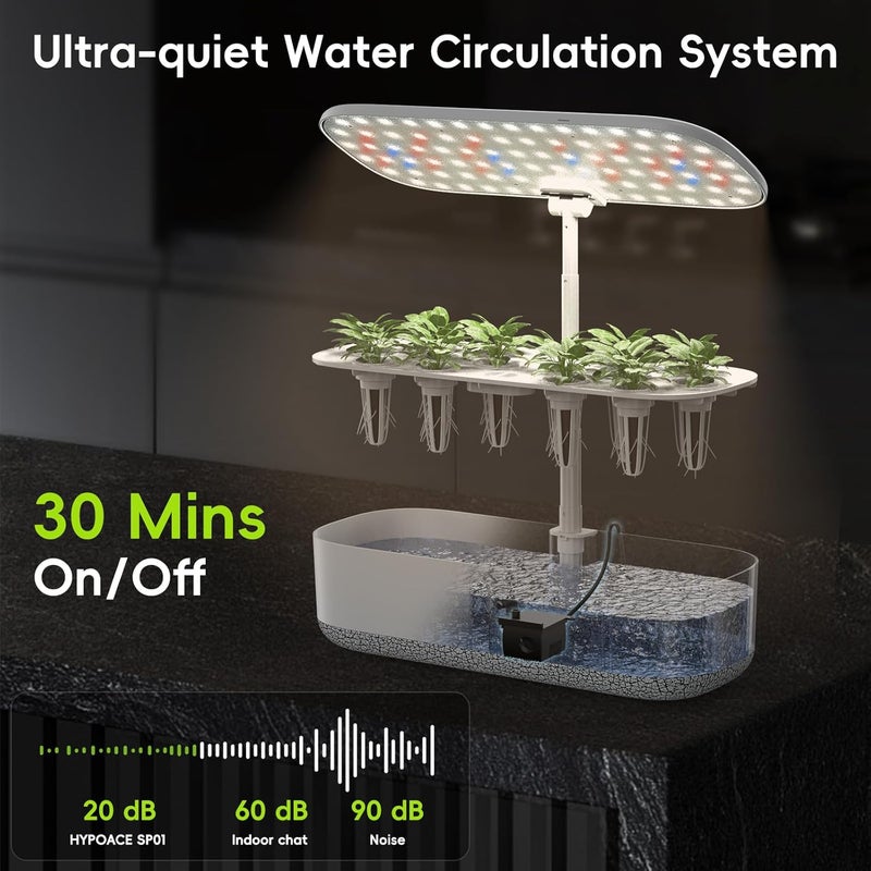 HYPOACE Store نظام زراعة هيدروبونيك كبير 14 بود، حديقة أعشاب داخلية مع ضوء نمو LED، خزان ماء سعة 5 لتر، مجموعة زراعة هيدروبونيك مع 3 مؤقتات تلقائية، لوحة ضوء قابلة للدوران وقفل للأطفال لحدائق المنزل والمدرسة - Image 5